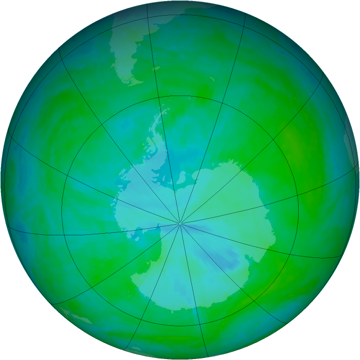 Antarctic ozone map for 30 December 2001